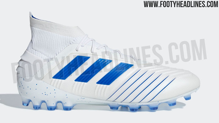 blue and white adidas boots