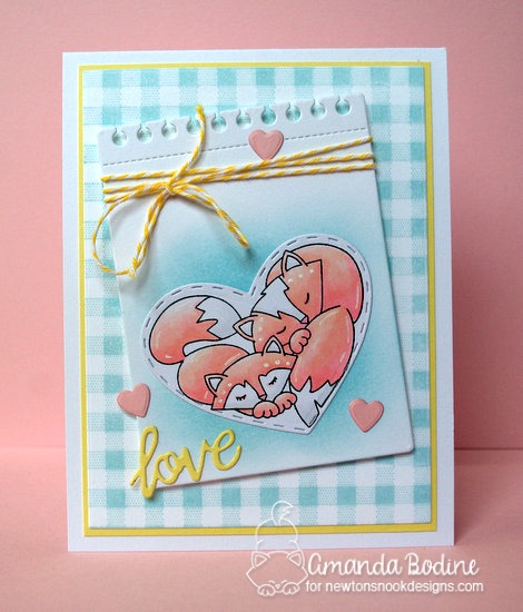 Fox Love Card by Amanda Bodine featuring Darling Duos stamp set and Darling Hearts die set by Newton's Nook Designs, #newtonsnook
