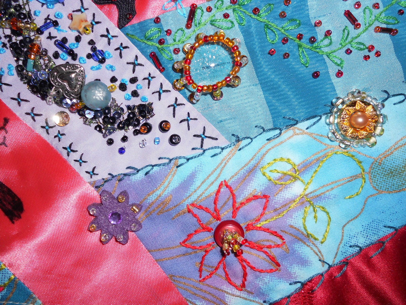 JUDYS FIBER ART Crazy Quilt Block