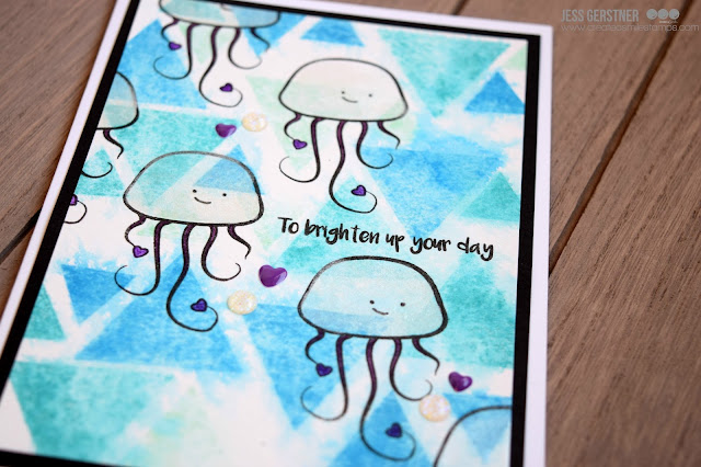 Jellyfish Card by Jess Gerstner for Create a Smile Stamps Glowing Seaside and Going Graphic
