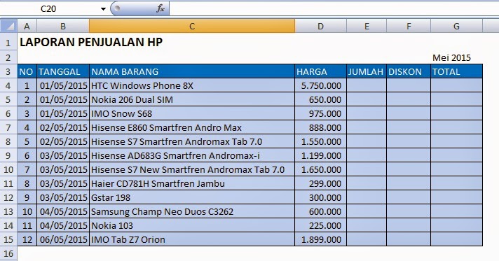 Contoh Laporan Penjualan Mingguan