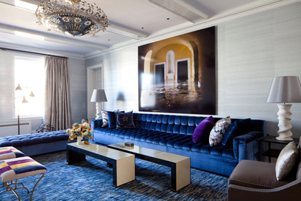The Maura Project: Dark Blue Velvet Sofa