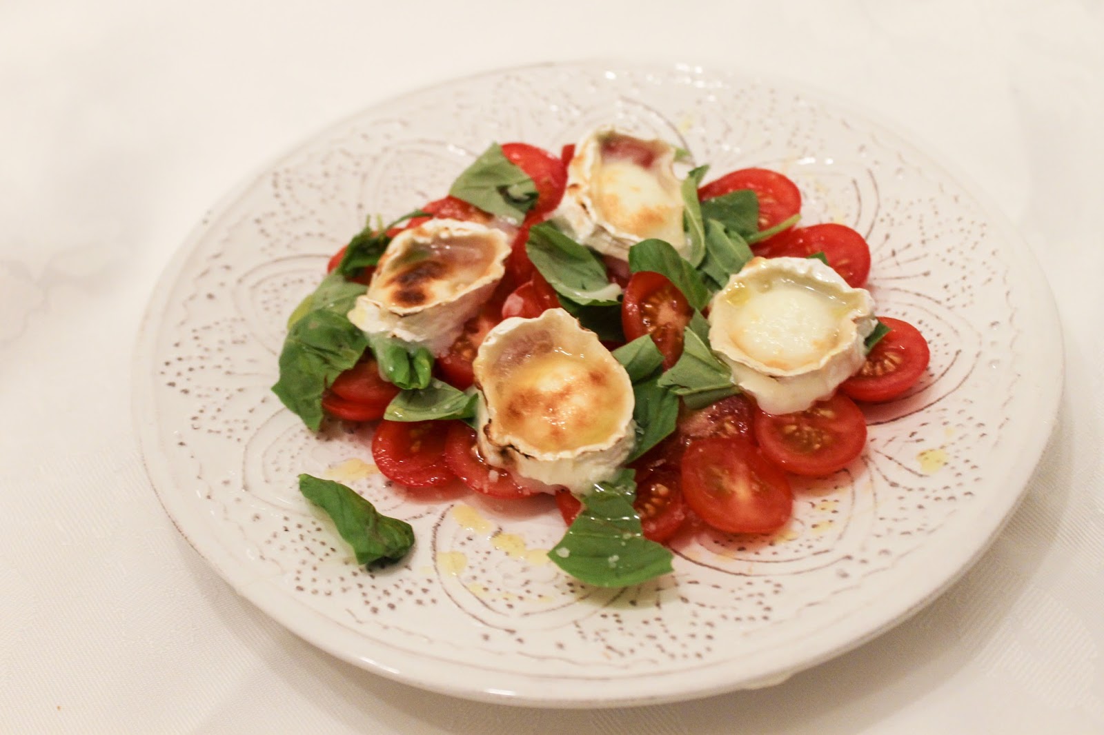 eat like you love yourself Grilled Goats Cheese and Tomato Salad