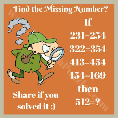 If 231=254, 322=354, 413=454, 154=169 Then 512=?. Can you solve this Crack the Code Puzzle?
