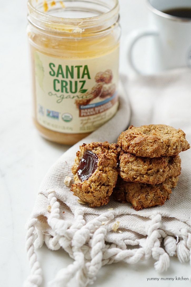 Thumbprint breakfast cookies Peanut butter and jelly breakfast cookies