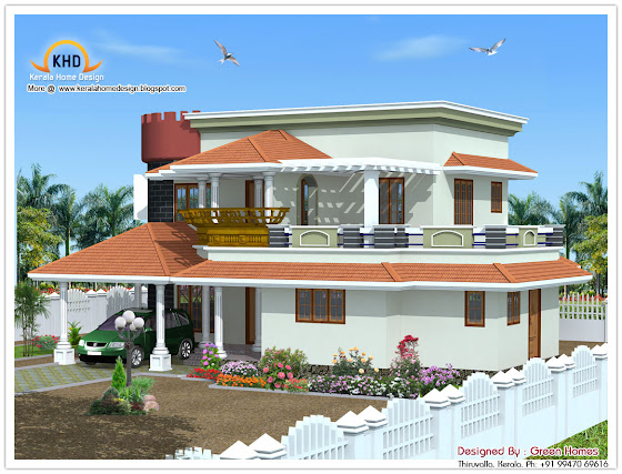 222 Square meter (2390 SqFt.) Kerala Style House Architecture - October 2011