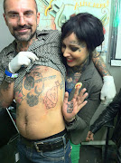 Kristel .amp; El Keko swapping tattoos @ the one and only ILTC!!! Fun times.