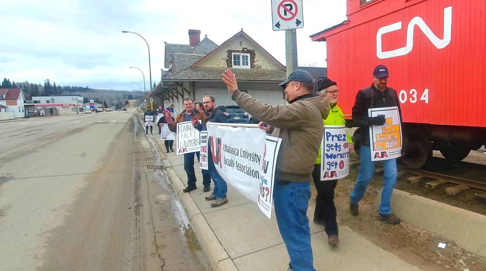 Labour & Employment in Alberta AUFA Info Picket in Athabasca