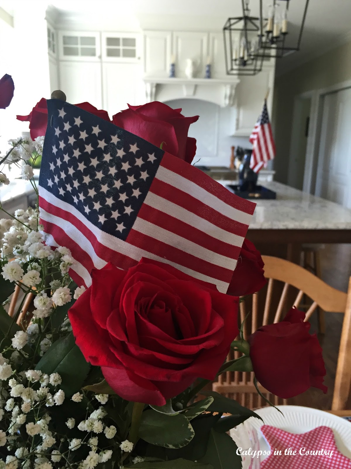 Flags for 4th of July with a Patriotic Table Setting