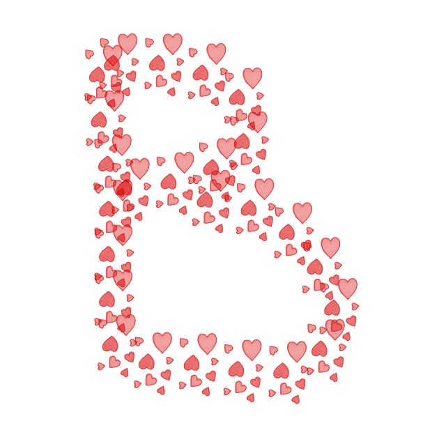 حرف b على شكل قلب