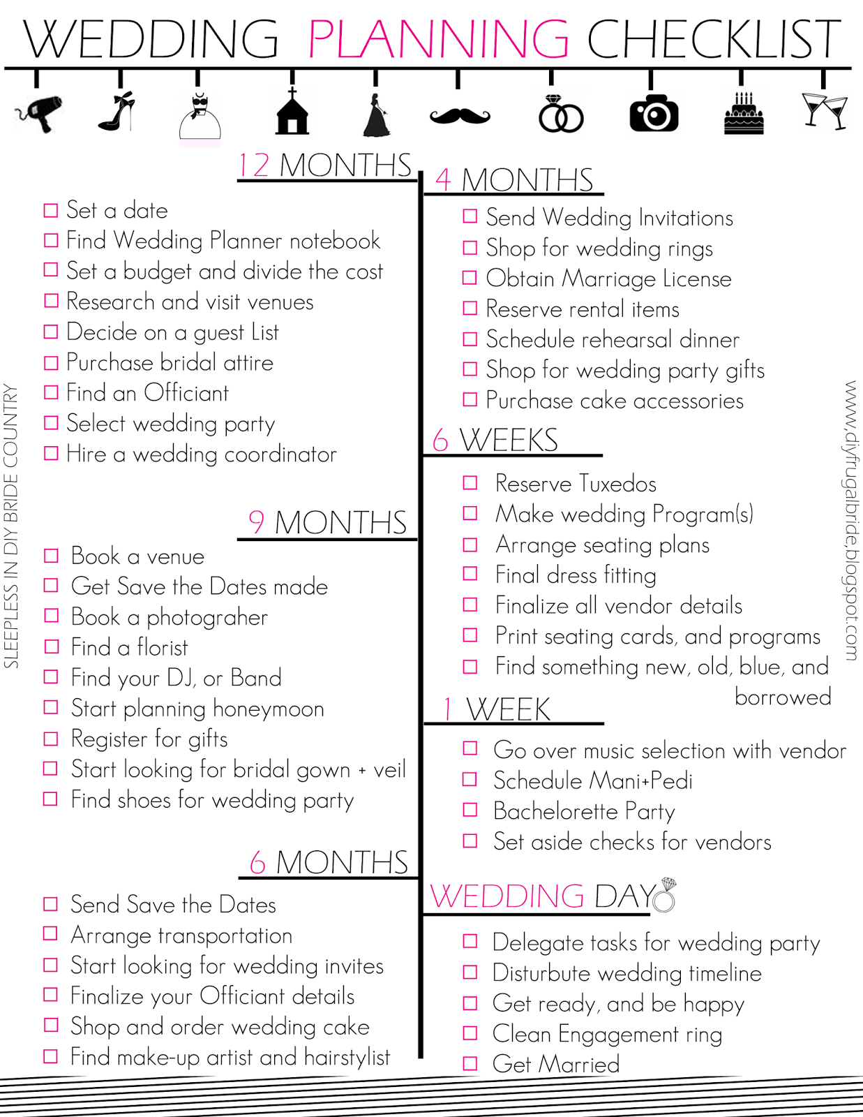 Printable Checklist For Wedding Planning