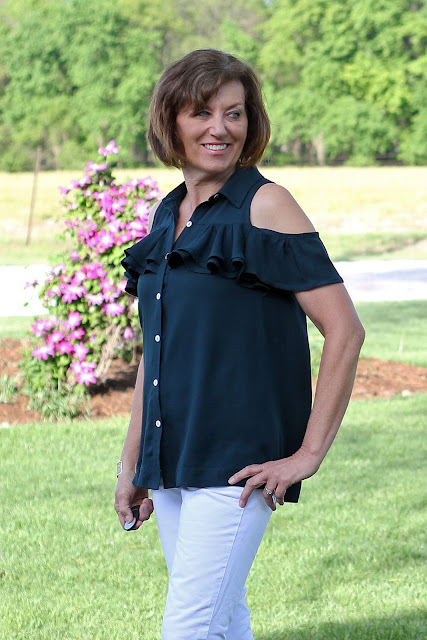 A Mimi G pattern, Simplicity 8341, made as a top with Style Maker Fabrics' rayon twill.