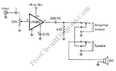 2 Watt Audio Power Amplfier Circuit Schematic