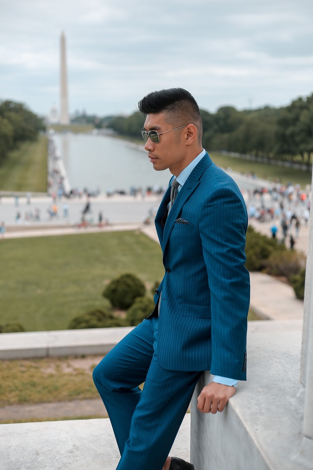 Summer Style Blue Pinstripe Suit in DC — LEVITATE STYLE