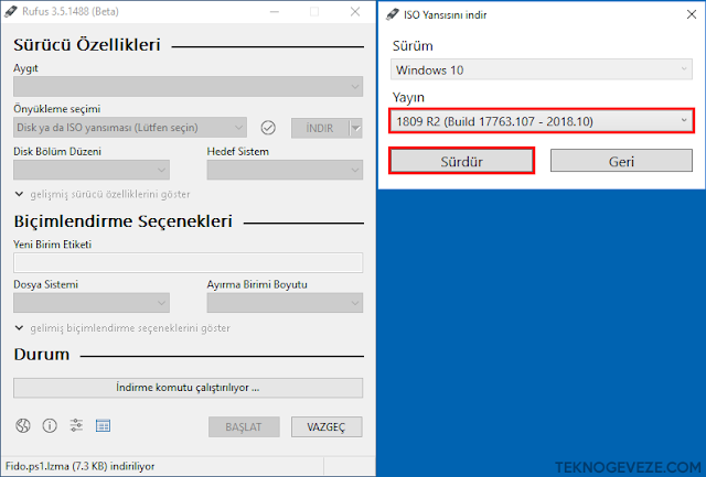 RUFUS İle Windows 10 İSO İndirme İşlemi