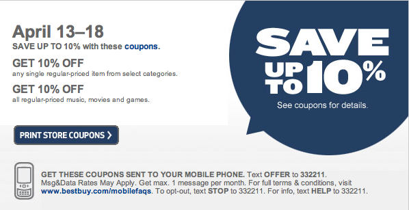best buy printable coupons 2011. Printable Coupon: 10% off at