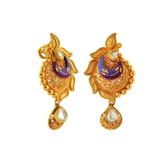 Earrings curated in sterling silver in brushed finish & detailed filigree, enamelling & kundan in a gold-plated tone by Izaara-min Earrings curated in sterling silver in brushed finish & detailed filigree, enamelling & kundan in a gold-plated tone by Izaara-min