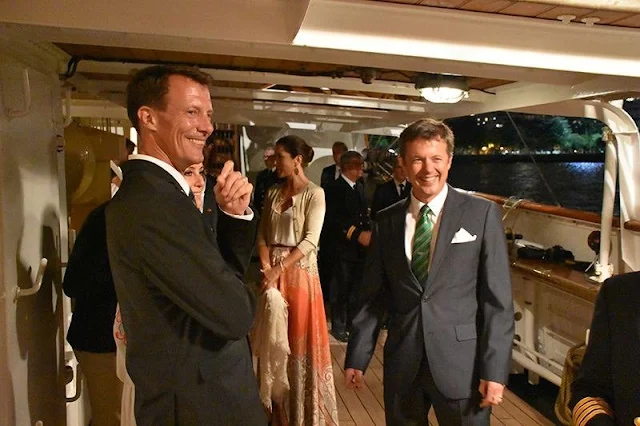Crown Prince Frederik, Crown Princess Mary, Prince Joachim, Princess Marie, Prince Nikolai and Prince Felix attended a gala dinner at Rio de Janeiro