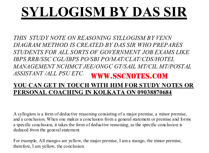 syllogism questions and solving tricks notes pdf download syllogism venn diagram pdf
