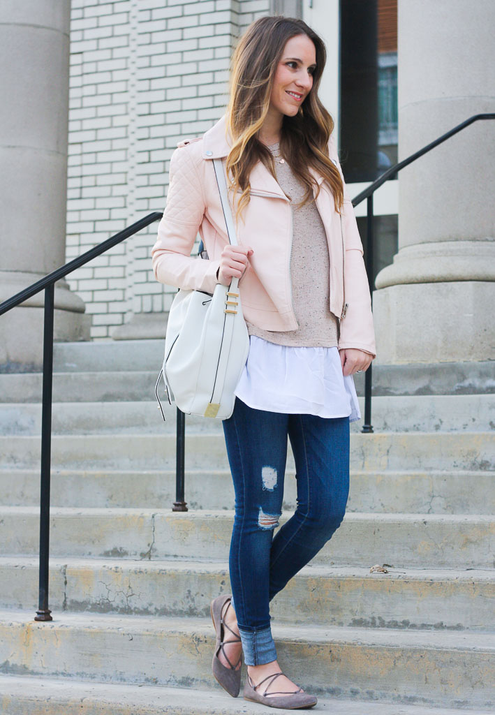 Blush Leather Jacket Twenties Girl Style