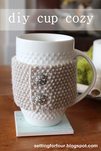 DIY Cup Cozy Tutorial from Setting for Four #diy #tutorial #cup #mug #cozy #knit