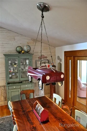 Unique pedal car chandelier by Bungalow, featured on I Love That Junk