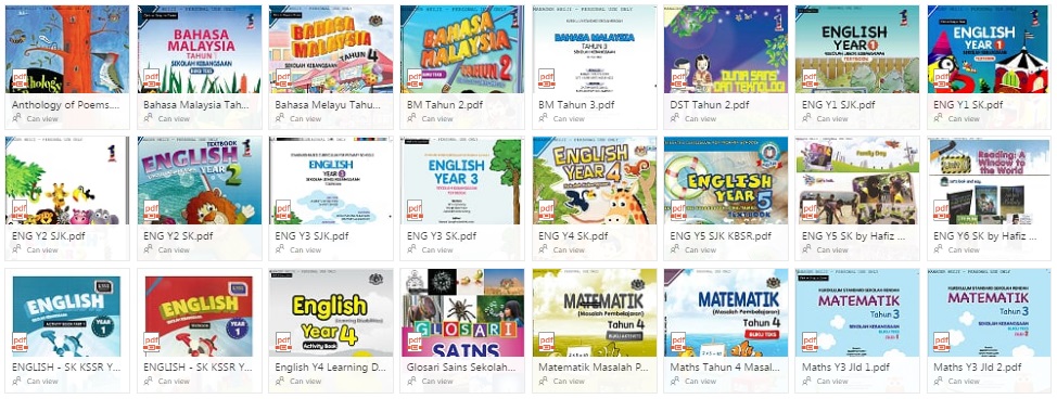 Koleksi Buku Teks Sekolah Rendah Dan Menengah Versi PDF Percuma