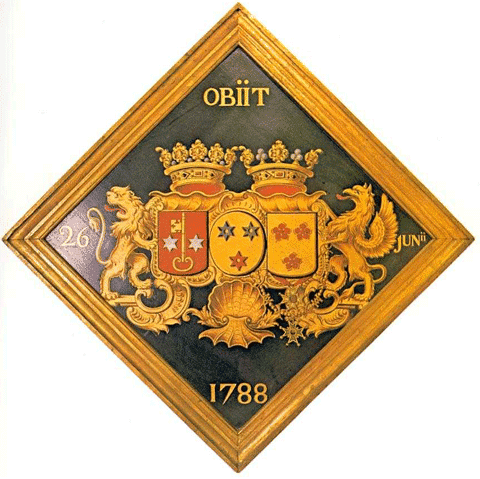Obit Cogels x Comte de Seneffe x Comte de Wargemont. Tableau armorié de 1788. Blog Nolet de Brauwere.