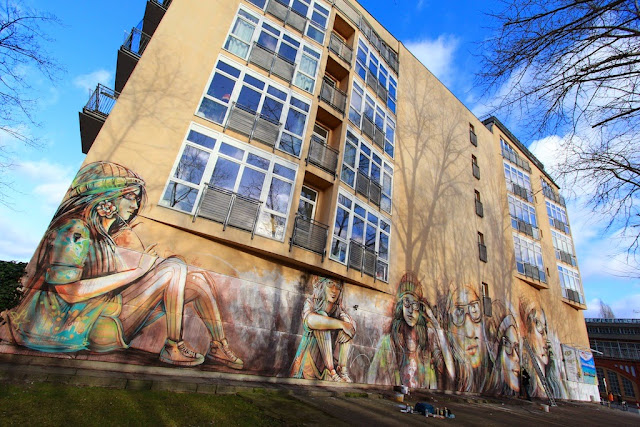"Suspended" a new mural by Italian street artist Alice on the streets of Berlin, Germany. 1