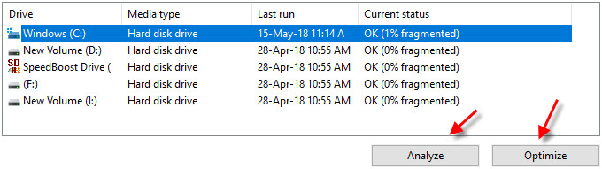 Disk defragment utility on Windows