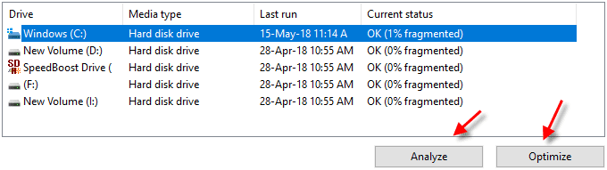 Disk defragment utility on Windows