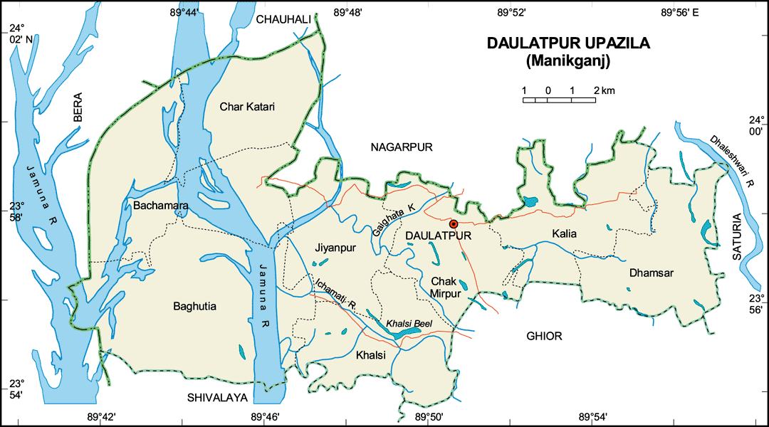 Daulatpur Upazila Map Manikganj District Bangladesh