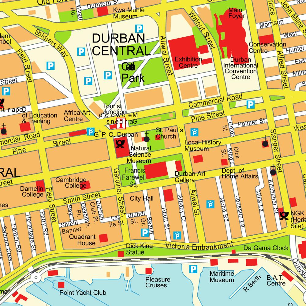 Mapa Centro Durban 