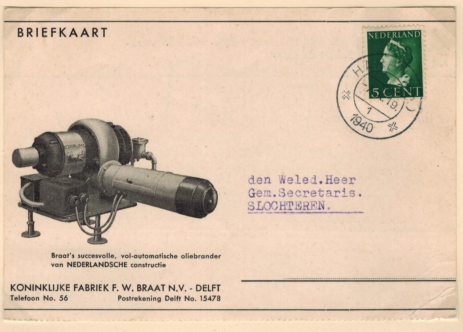 Netherlands Postal History Domestic Post Card Rates 1921 1946