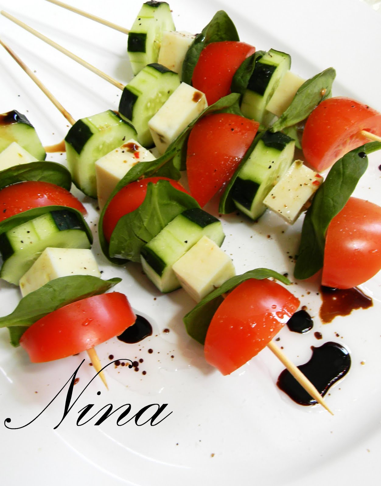 NINA'S RECIPES..... SALAD ON A STICK WITH BALSAMIC VINEGAR