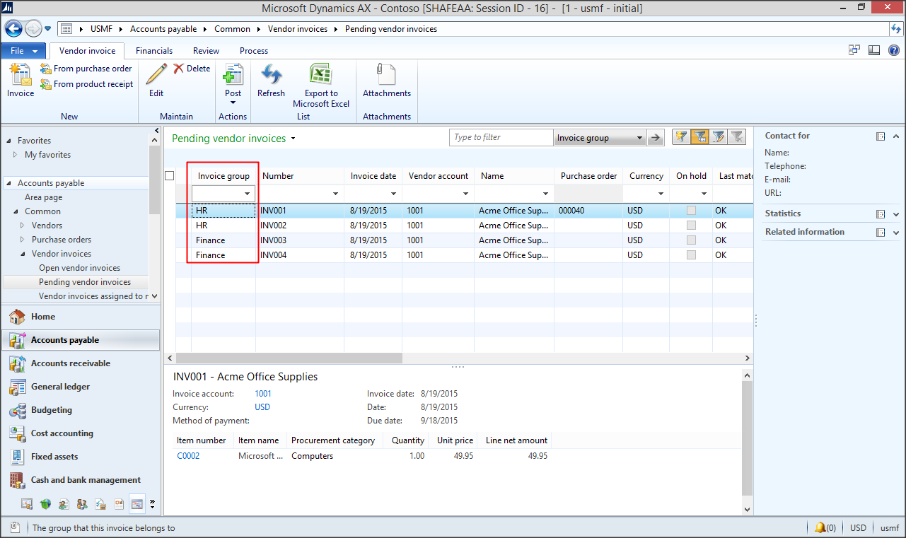 Dynamics AX Tips: AX 2012 | Add invoices to invoice groups