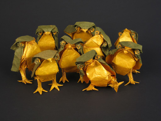polluelos hechos de origami