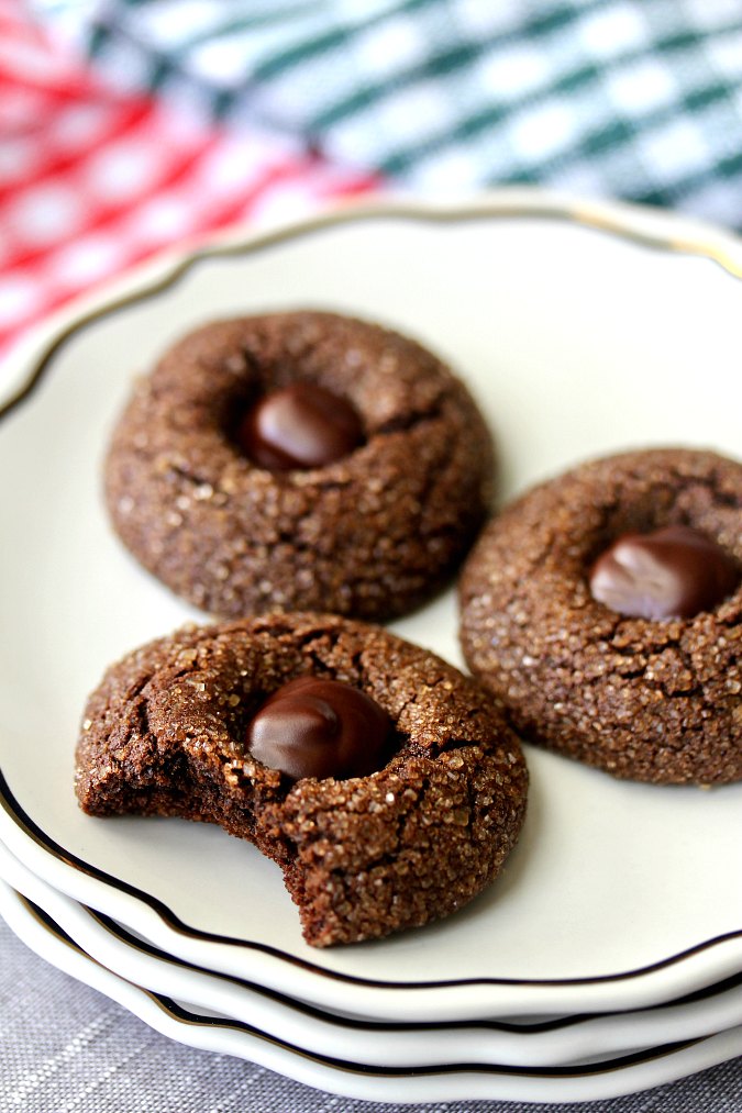 Chocolate Molasses Cookies with cinnamon, ginger, and allspice