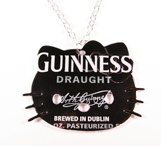 Hello Kitty Happy St Patrick's Day Guinness Draught can necklace