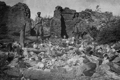 The Recognition of the genocides as the beginning of justice against the crimes against humanity and barbarity - Armenians burnt alive in Sheykhalan by Turkish soldiers, 1915