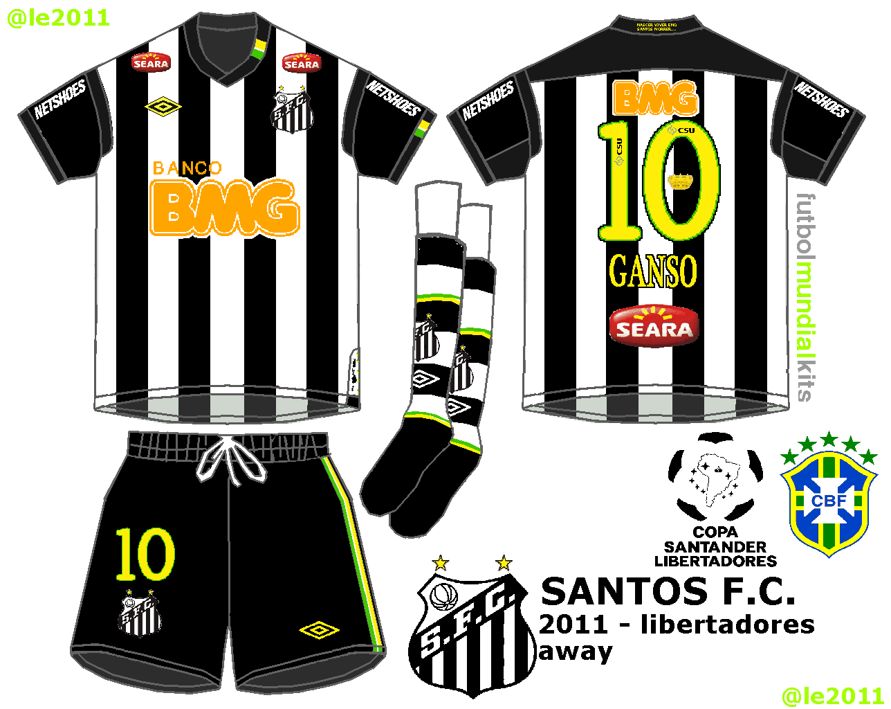 Fútbol Mundial Kits Uruguay Santos F. C. 2011 (libertadores)