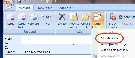 Life and technology quick tech trick 6 how to edit an outlook email message you ve received 