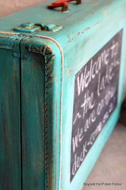 chalkboard suitcase repurposed http://bec4-beyondthepicketfence.blogspot.com/2012/05/pack-up-your-troubles.html