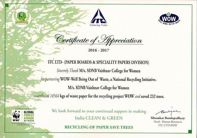 SDNB Vaishnav College saves 232 trees SDNB Vaishnav College saves 232 trees