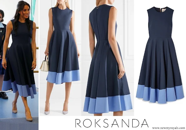 Meghan Markle wore Roksanda Athena pleated two-tone crepe midi dress