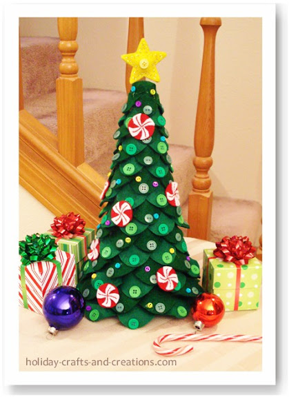 Árvore de Natal em Feltro com Botões - Molde para Artesanato