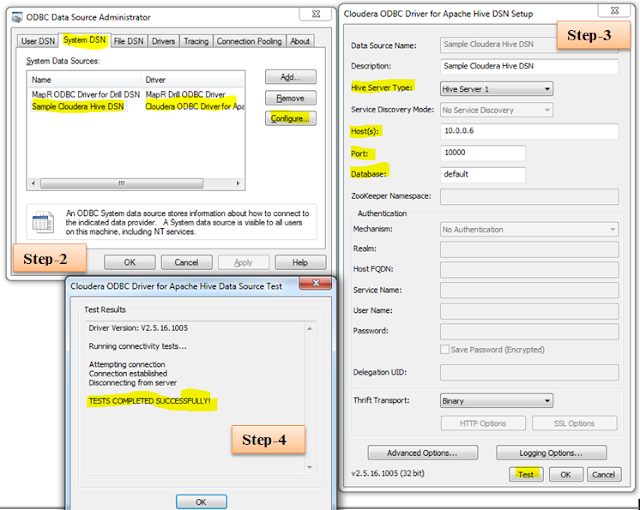 Connect Tableau 9(Desktop version) with Hadoop Hive Setup and data