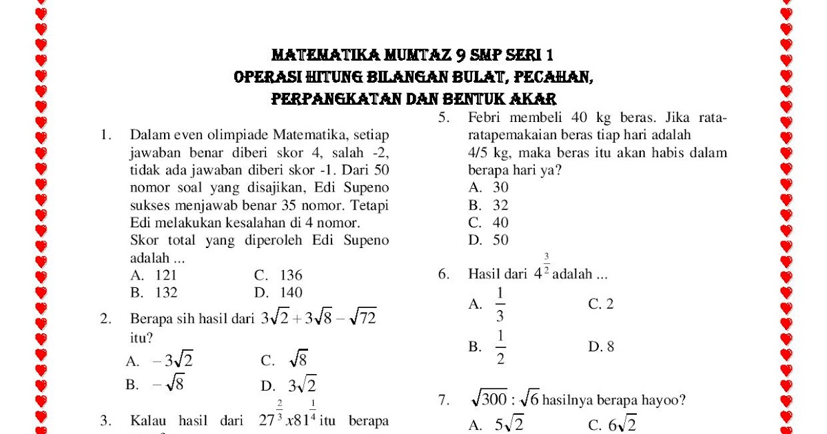 Contoh Soal Soal Matematika Ttg Bilangan Bulat