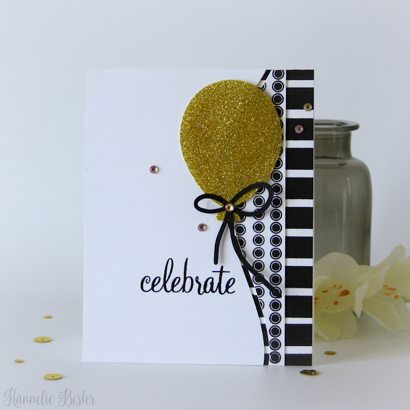 Celebrate card in black, white & gold- Uniko studios