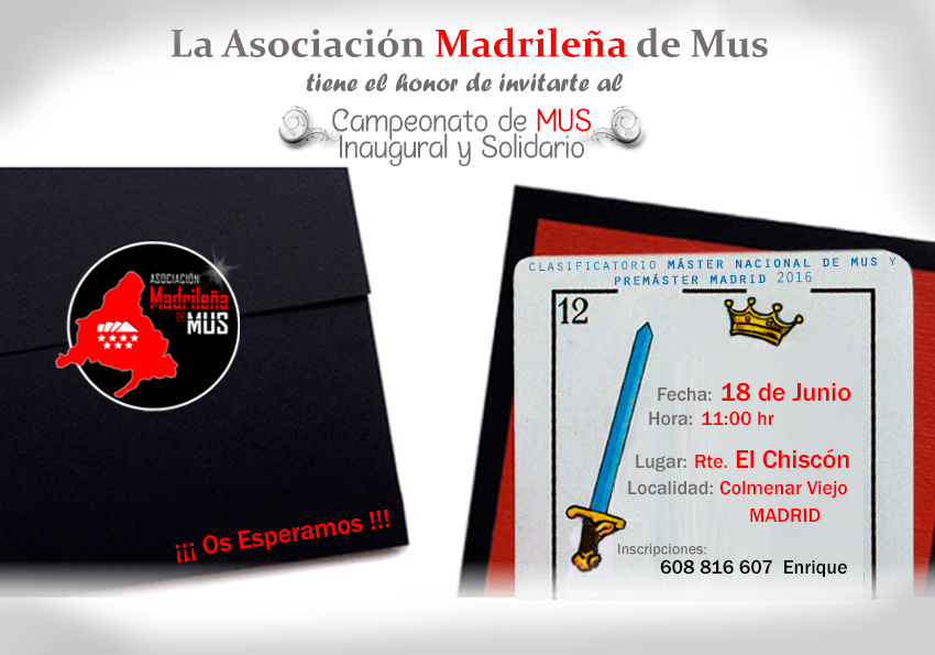 Cameponato de Mus Asociación Madrileña de Mus, campeonato mus inaugural 2016